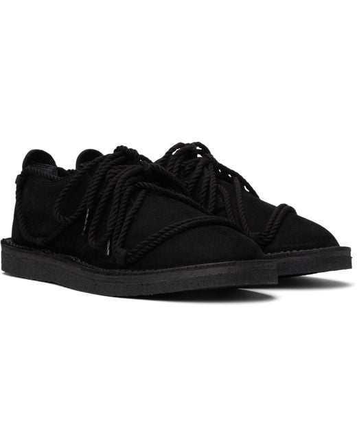 Y's Yohji Yamamoto Black Nubuck Leather Random Rope Loafers