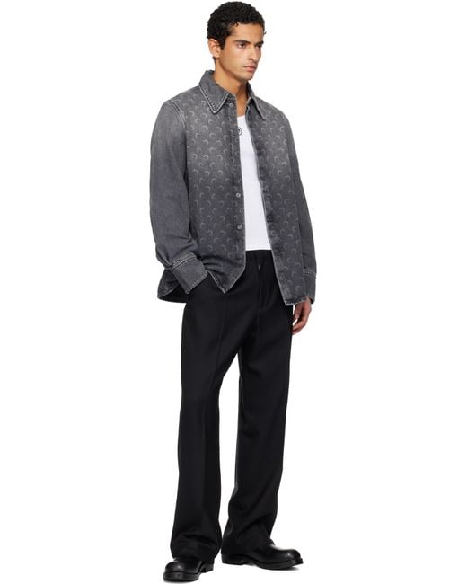 MARINE SERRE Gray Moon Laser Ls Denim Shirt for men