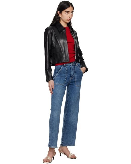 【関税込み】FRAME ブルー Trapunto ストレートジーンズ FRAME Trapunto Straight Jeans in Blue | Lyst