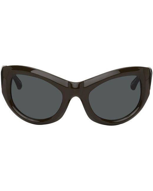 Dries Van Noten Black Ssense Exclusive Brown Linda Farrow Edition goggle Sunglasses