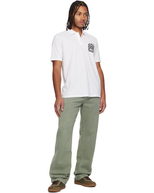 Balmain White Écusson Print Cotton Polo for men