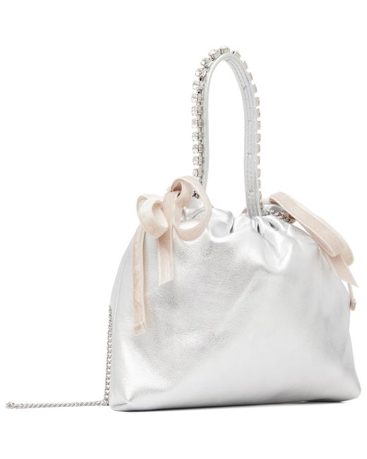 Jimmy Choo White Drawstring Mini Top Handle Bag
