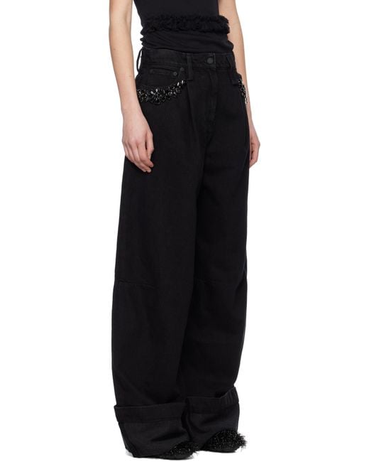 Simone Rocha ブラック Turbo Embellished Puddle ジーンズ Black