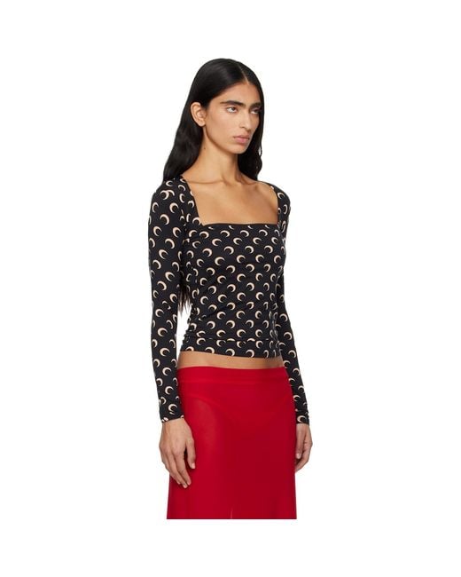 MARINE SERRE Red Moon Printed Square Neck T-Shirt
