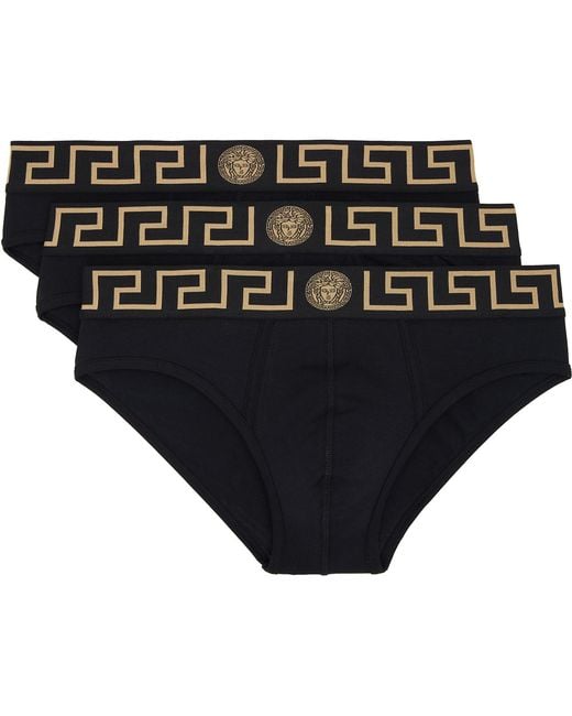 Versace Black Three-Pack Jersey Briefs for men