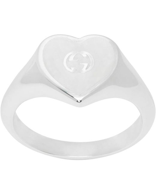 Gucci White Silver Heart Ring