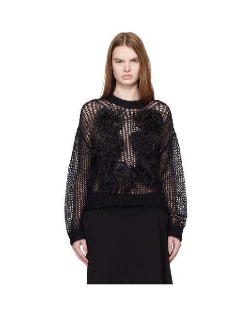 The Attico Black Light Mohair Feather Sweater