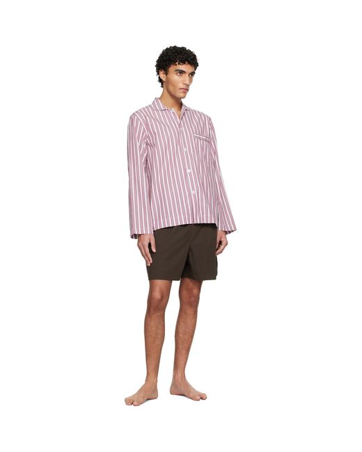 Tekla Brown Poplin Pyjama Shorts for men