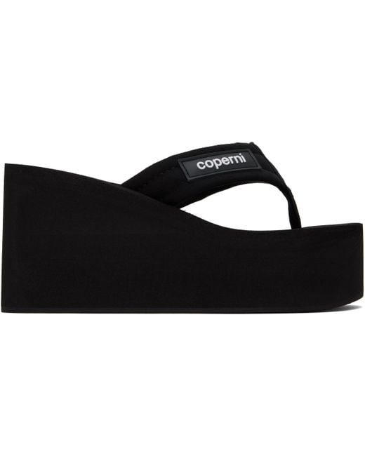 Coperni Black Branded Wedge Heeled Sandals