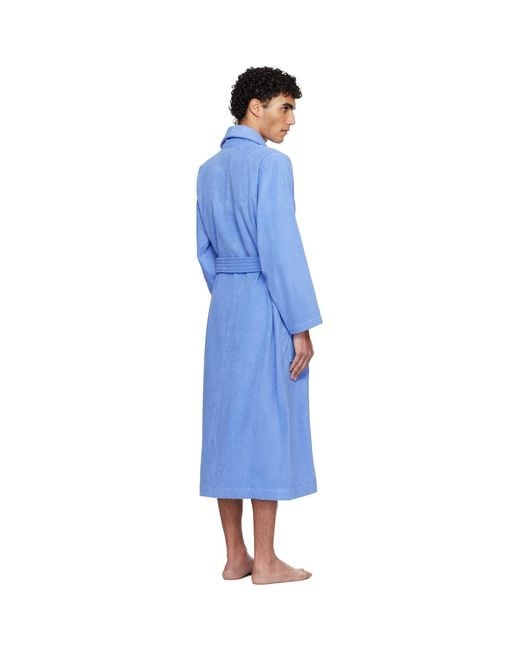 Tekla Blue Terry Classic Bathrobe for men