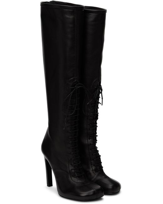 Dries Van Noten Black Lace-up Tall Boots