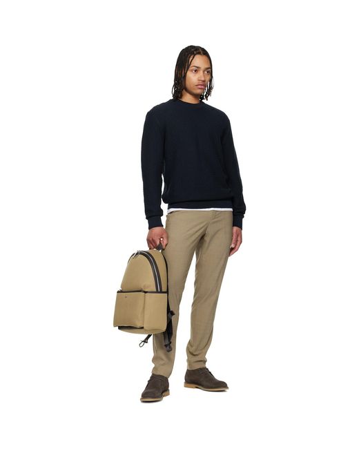 Boss Blue Cotton Knitted Structure Sweater for men