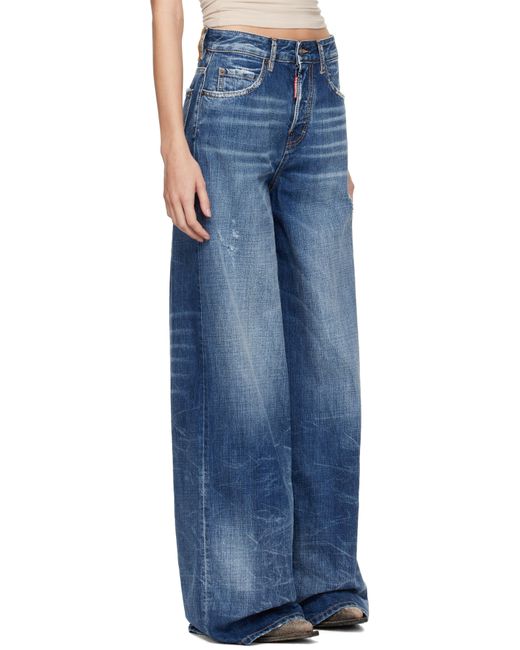 DSquared² Blue Medium Reflective Lake Wash Traveller Jeans