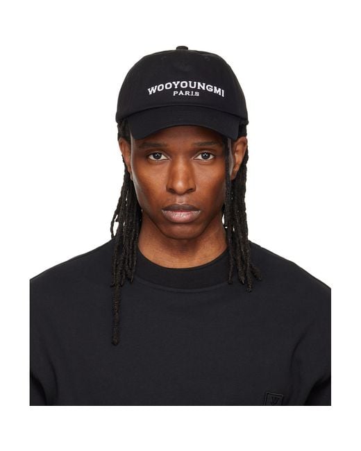 Wooyoungmi Black Embroidered Ball Cap for men