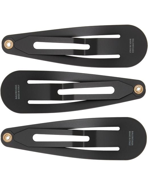 Balenciaga Black Three-Pack Hair Clips
