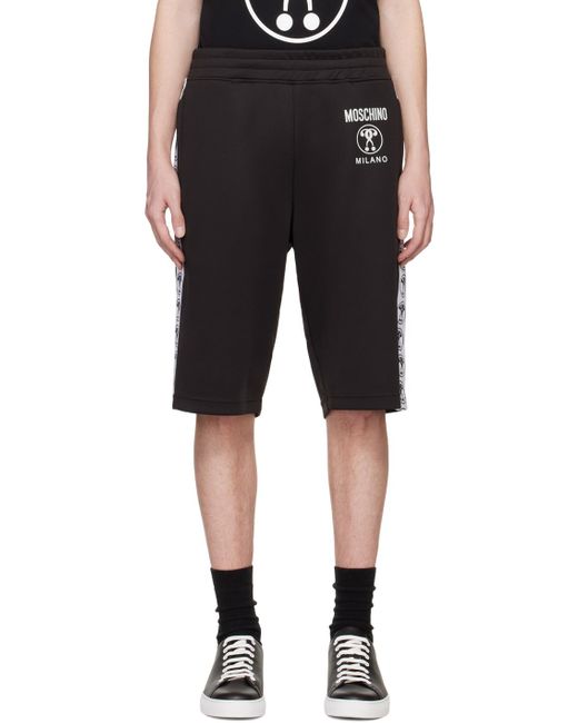 Moschino Black Double Question Mark Shorts for men