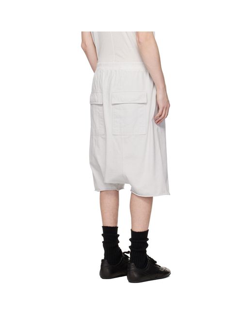 Rick Owens White Off- Temple Drawstring Pods Shorts for men