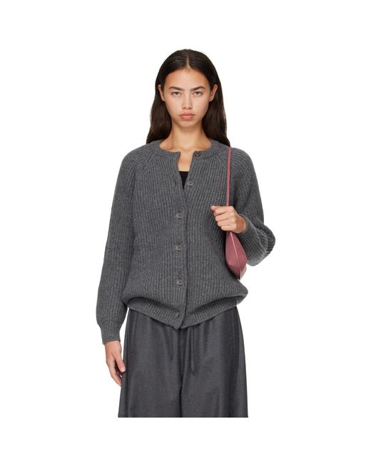 &Daughter Gray Rowan Rib Crewneck Cardigan