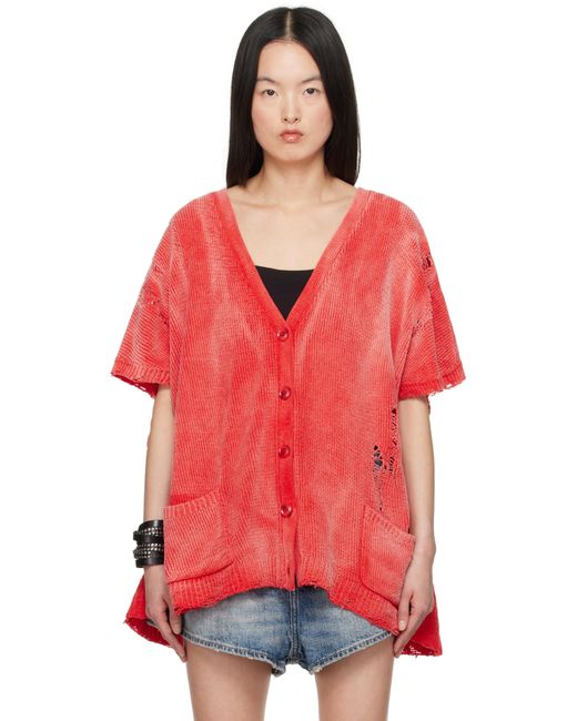 R13 レッド Sleeveless ボクシー カーディガン Red