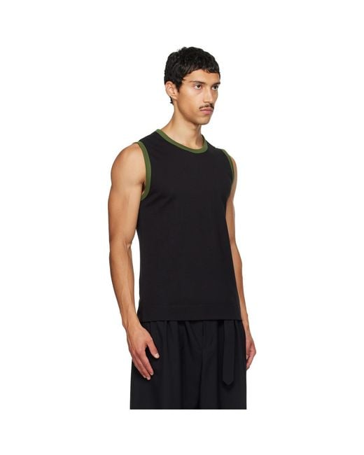 Dries Van Noten Black Cotton Tank Top for men
