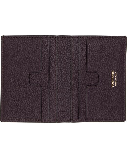 Tom Ford Multicolor Burgundy Grain Leather Folding Card Holder for men