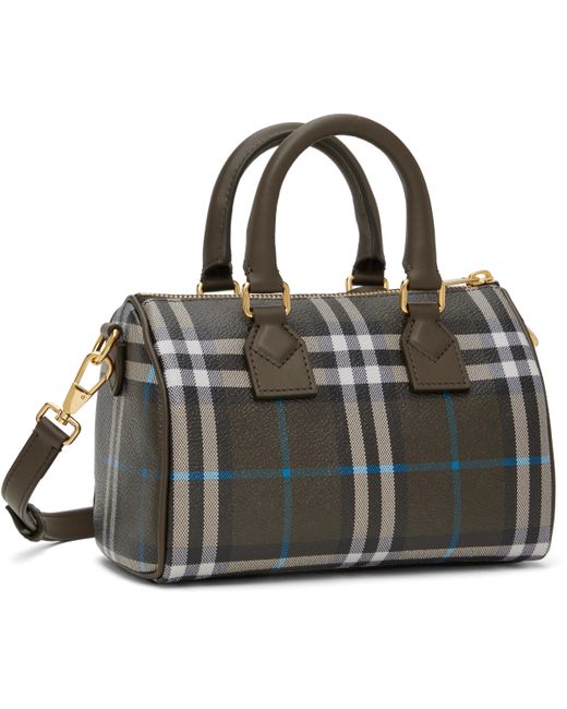 【BURBERRY】グレー ミニ チェック バケットバッグ、チェック柄 BURBERRY】グレー ミニ チェック バケットバッグ、チェック柄