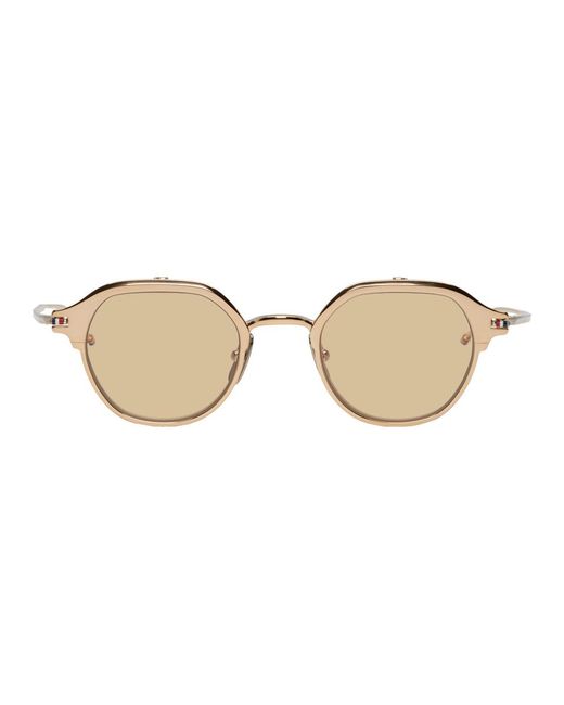 Thom Browne Metallic Gold And Silver Tbs812 Flip-up Sunglasses for men