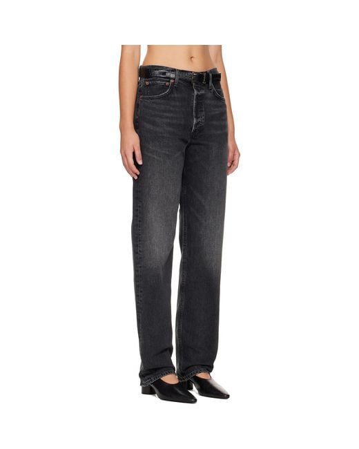 Agolde Blue 90's Mid Rise Straight Jeans