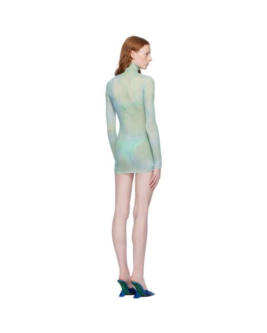 Off-White c/o Virgil Abloh Black Blue Tie-dye Minidress