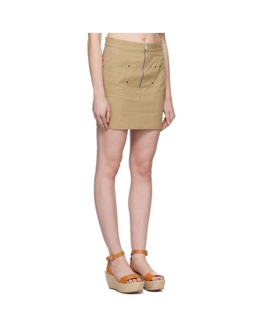 Isabel Marant Natural Zip-Up Cotton Mini Skirt