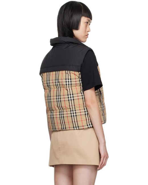 Burberry Multicolor Beige & Black Check Reversible Down Vest