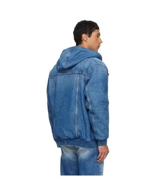 Egonlab Blue Hooded Denim Jacket for men