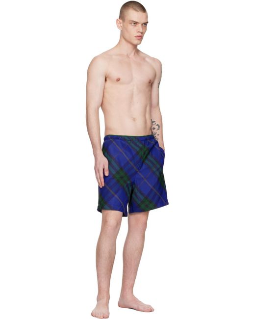 Burberry Blue Check Swim Shorts for men
