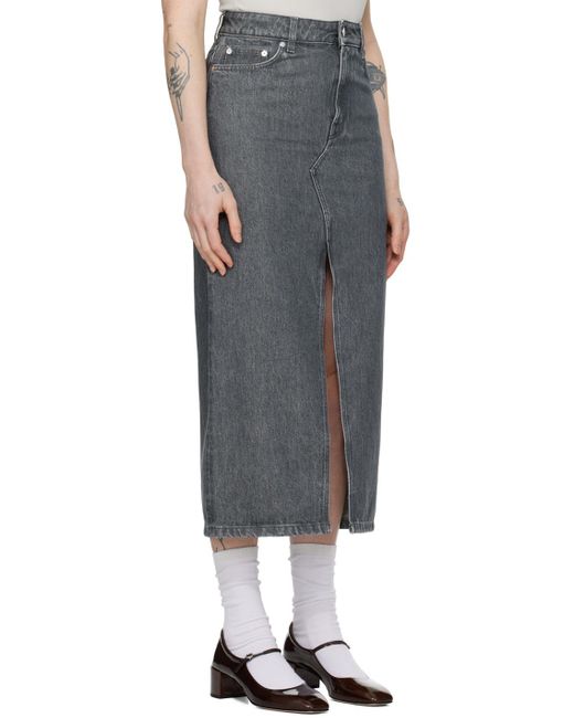 Filippa K Black Gray Long Slit Denim Maxi Skirt