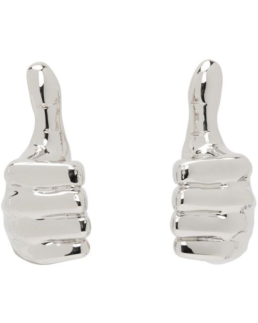 Y. Project White Mini Thumbs Up Earrings for men