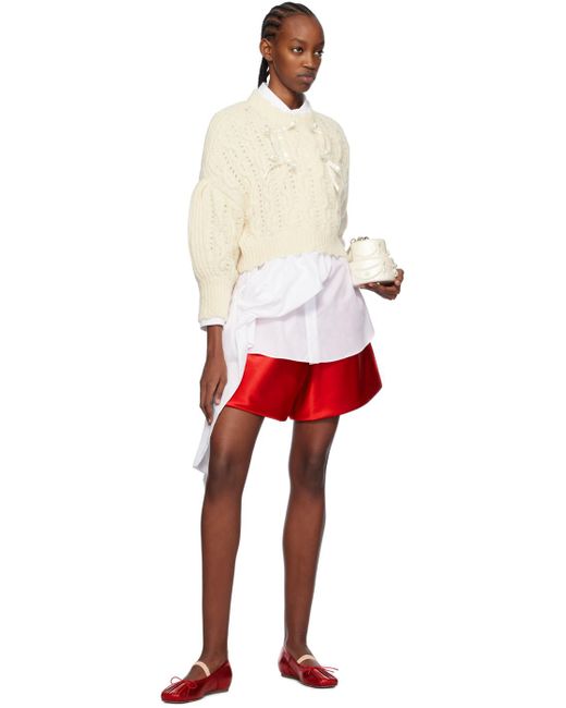 Simone Rocha Red Off-white Ribbon Sweater