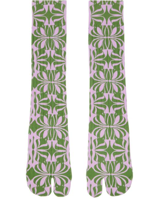 Dries Van Noten Green Printed Tabi Socks