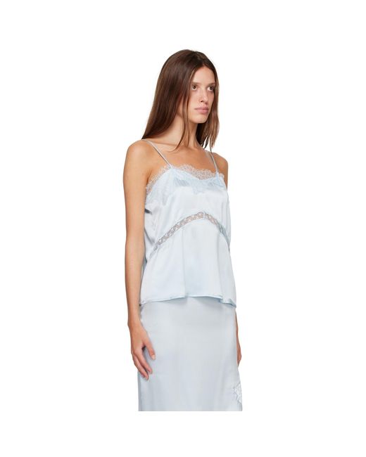 R2W Blue Milena Silk Lace Sleeveless Camisole