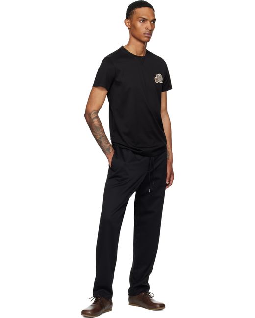 Moncler Black Double Logo Patch Cotton T-Shirt for men
