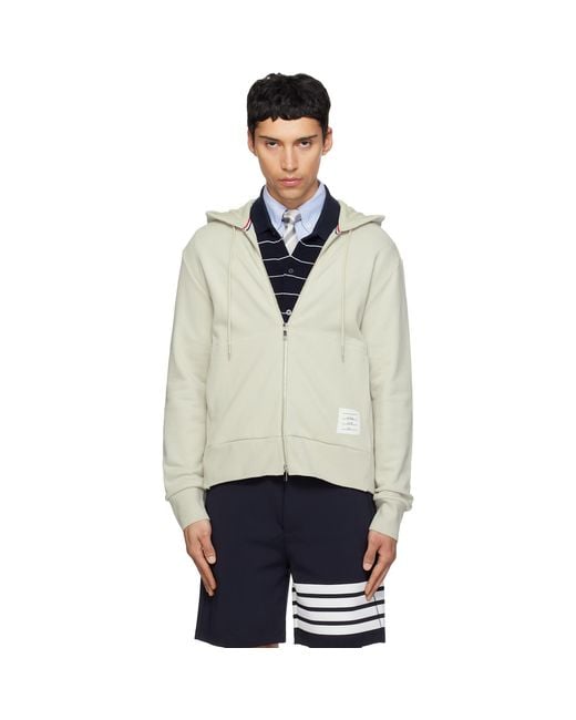 Thom Browne Black Loopback Jersey 4-Bar Zip Up Hoodie for men