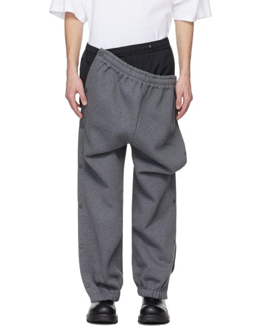 Y. Project Black Gray Layered Sweatpants for men