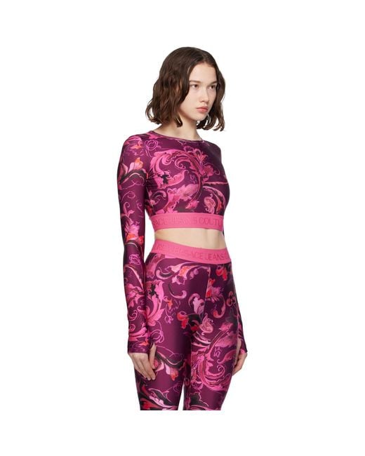 Versace Jeans Couture Red Lycra Barocco T-Shirt