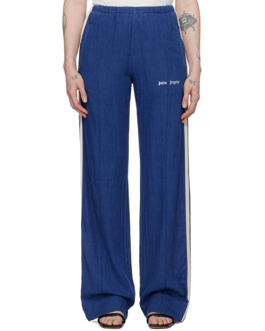 Palm Angels Blue Embroidered Track Pants