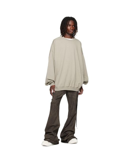 Rick Owens Gray Tower Hun Crewneck Sweatshirt for men