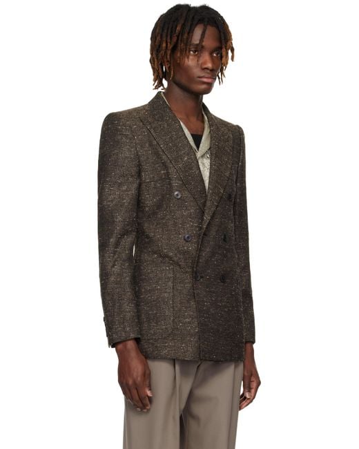 Dries Van Noten Black Peaked Lapel Blazer for men