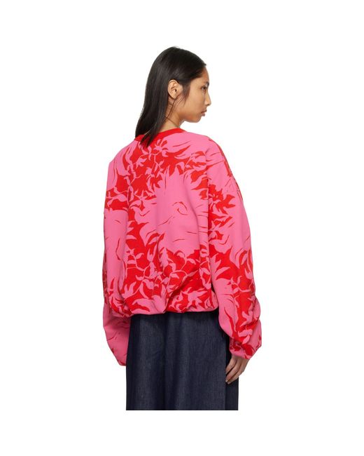 Pull Molletonné Drapé Rouge Et Rose Dries Van Noten en coloris Pink
