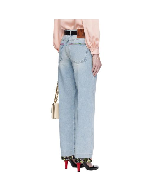 Valentino Blue Embroidered Denim Jeans