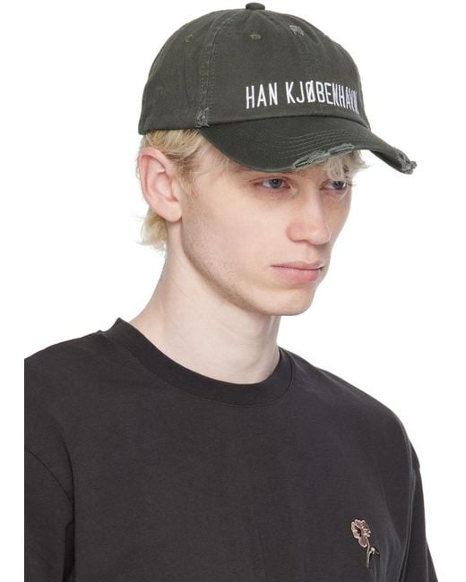 Han Kjobenhavn Black Distressed Signature Cap for men