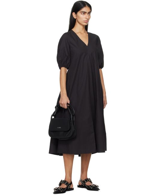 Ganni Black V-neck Midi Dress