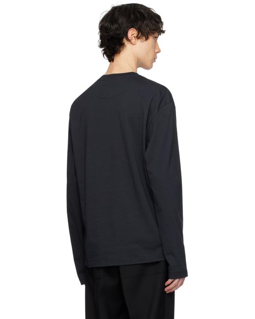 Jil Sander Black Three-pack Navy Long Sleeve T-shirts for men